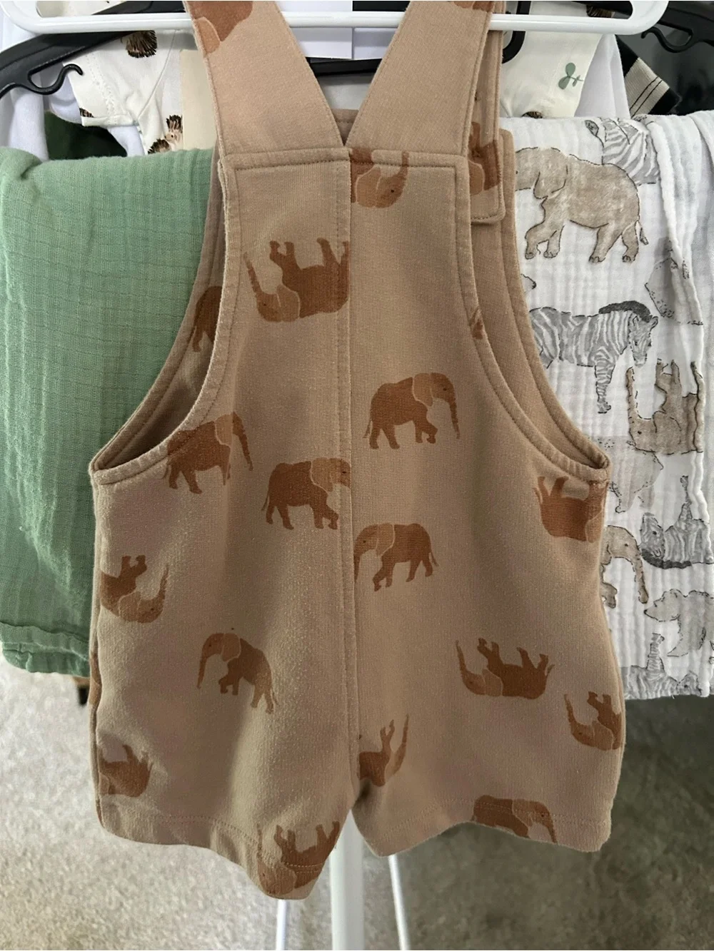 Carter's Tan Romper with Brown Animal Print